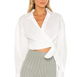 Vince White Wrap Crop Blouse